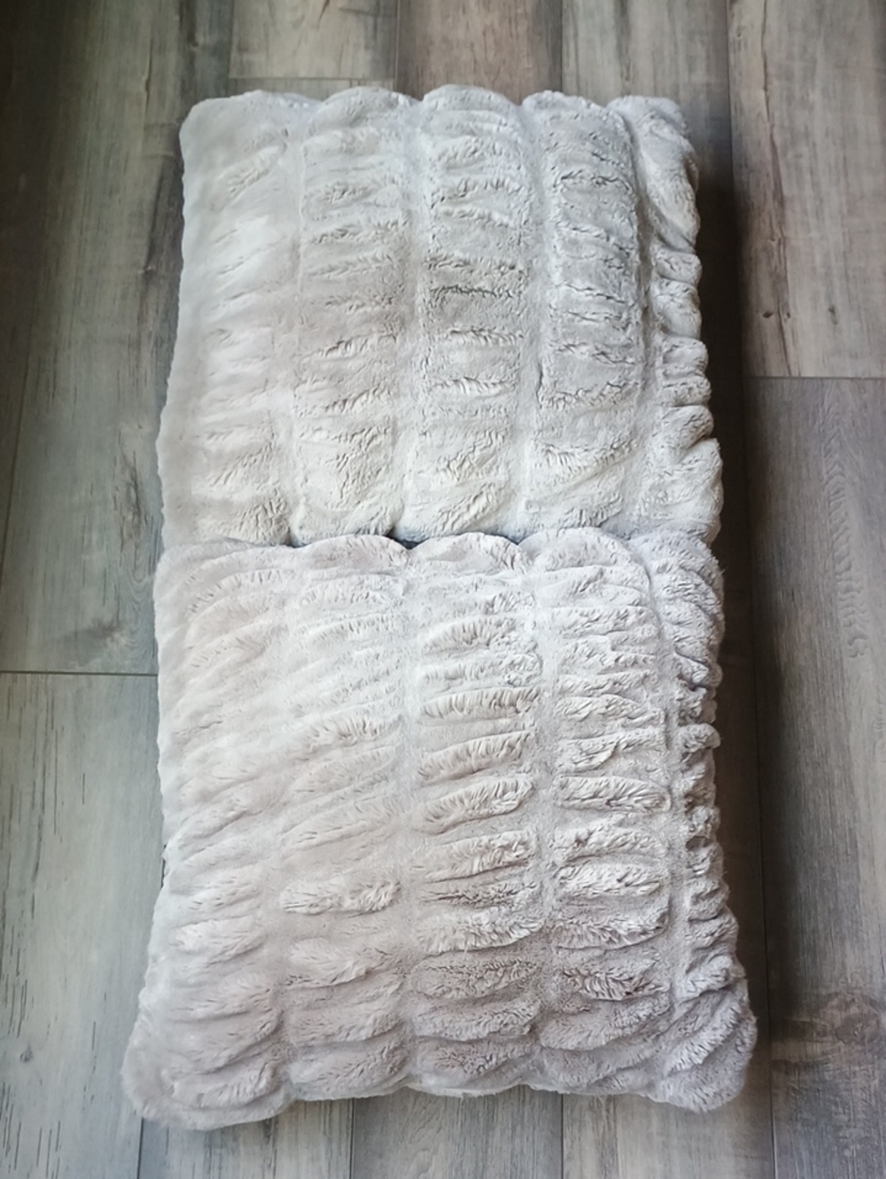 Pottery Barn Plush Faux Fur Pillows - Gray With Down Inserts